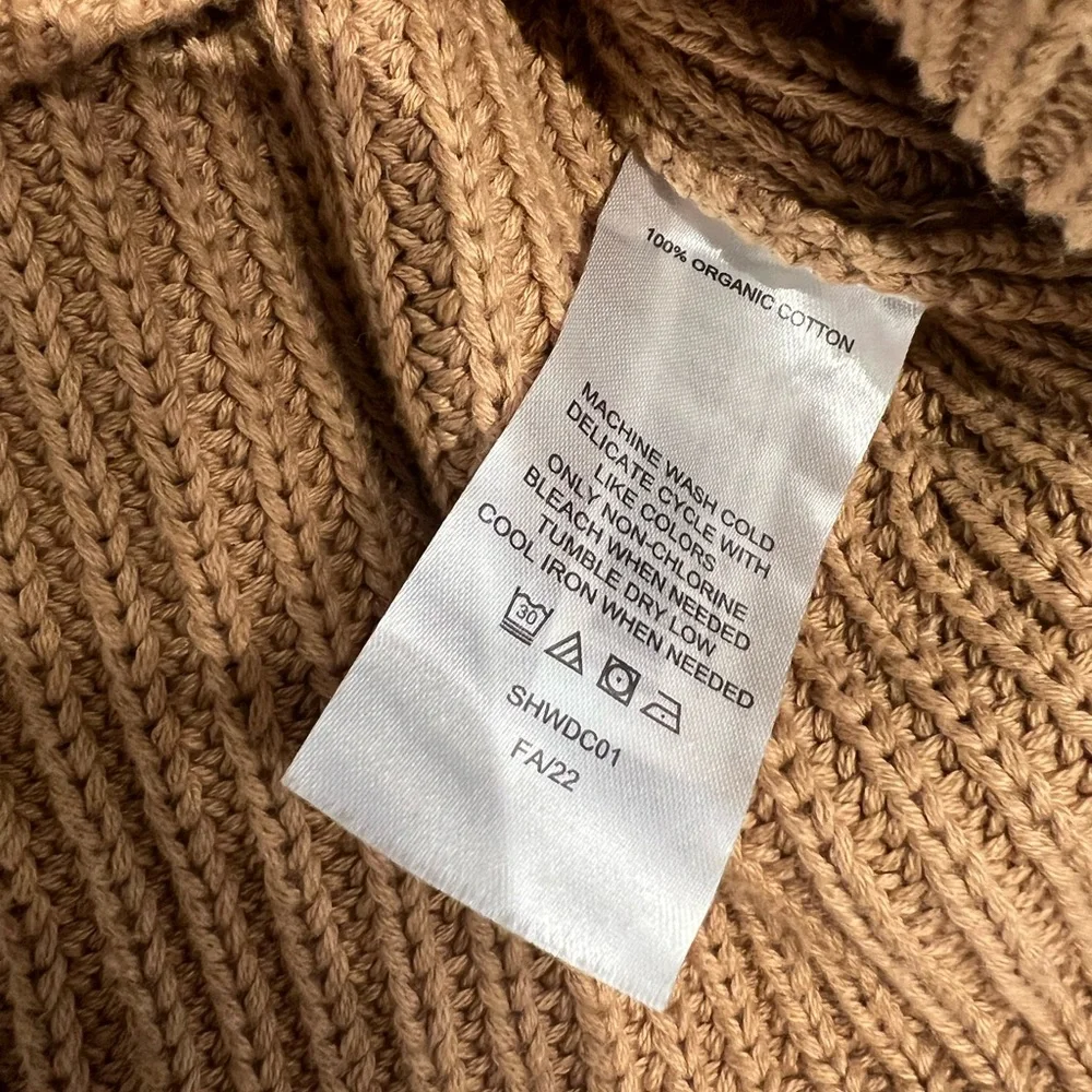 Quince Organic Cotton Chunky Knit Sweater Camel Womens Size Large - Picture 3 of 6